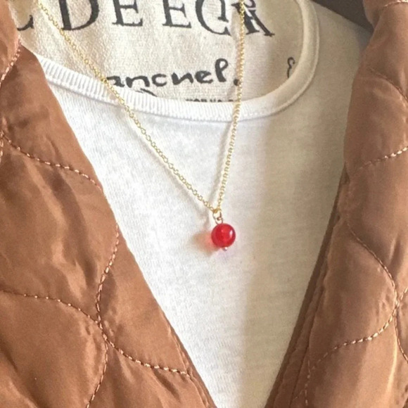 Untreated ruby Vermeil gold 925 stamped necklace and earrings set/combo/ - Picture 3 of 8